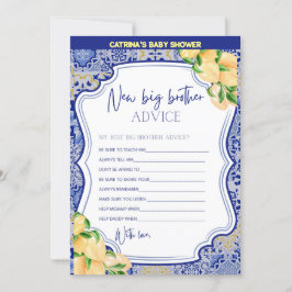 Lemon Blue Tiles Baby Shower - redigerbart Namn, 5 Inbjudningar