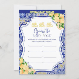 Lemon Blue Tiles Baby Shower - redigerbart Namn, 5 Inbjudningar