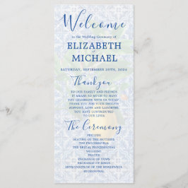 Lemon Blue White Tile Elegant bröllop Program
