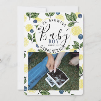 Lemon Blueberry Boy Gravid Announcement Inbjudningar