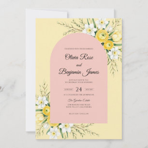 Lemon Blush Wildflower Bröllop Inbjudningar
