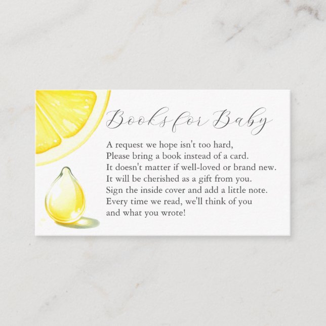 Lemon Bok för Baby-inbjudningskort Tilläggskort (Framsida)