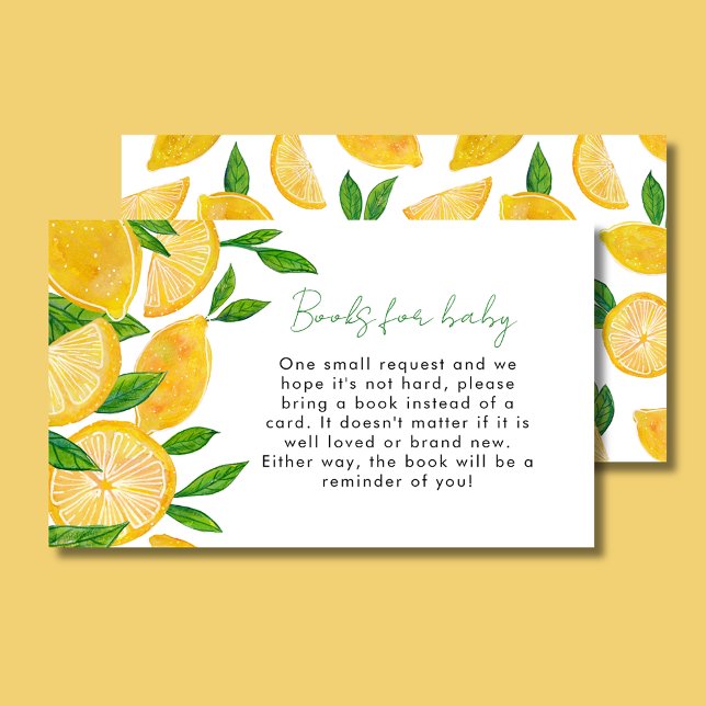 Lemon Bokar för Baby Baby Shower Tilläggskort (Lemon Baby Shower Book Request Enclosure Card)