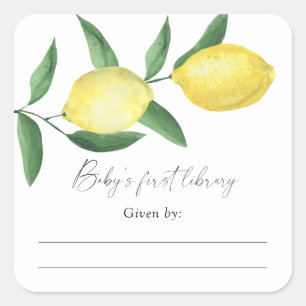 Lemon - bokskylt för babyskor, bokar för baby fyrkantigt klistermärke