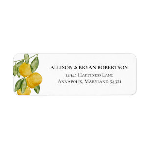 Lemon Botanical Anpassningsbar Returadress Etikett