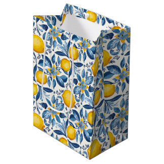 Lemon Botanical Blue and Yellow Summer Print