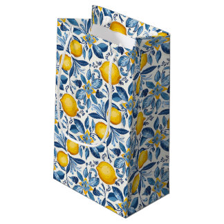 Lemon Botanical Blue and Yellow Summer Print