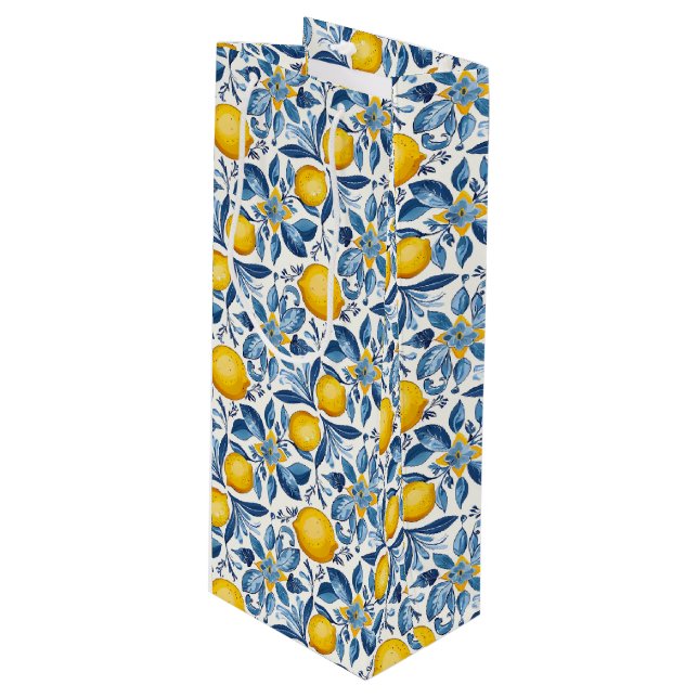 Lemon Botanical Blue and Yellow Summer Print (Framsidan Vinklad)