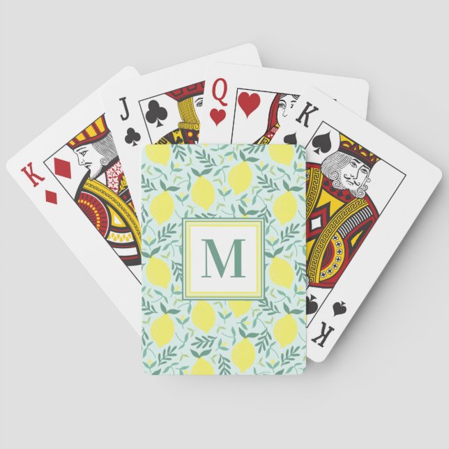 Lemon botaniska monogram mönster-kort casinokort (Baksidan)