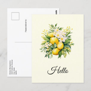 Lemon Bouquet med vit Blommar Hej Vykort