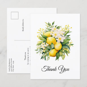 Lemon Bouquet med vit Blommar Tack Vykort