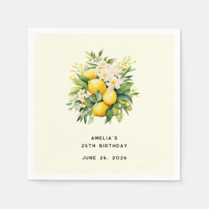Lemon Bouquet med vita Blommar födelsedag Pappersservett