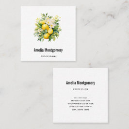 Lemon Bouquet with White Blossoms Fyrkantigt Visitkort