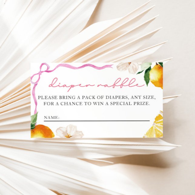 Lemon & Bows Baby Shower Blöja Raffle Inträde  Tilläggskort (Lemons & Bows Diaper Raffle Entry Card)
