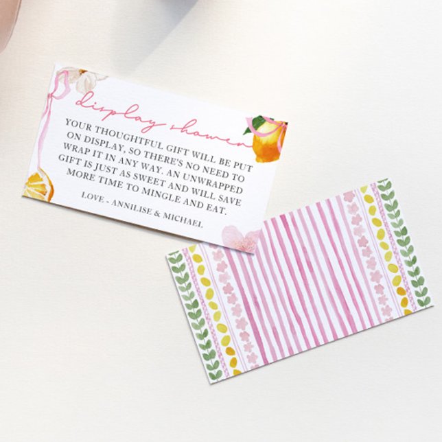 Lemon & Bows Girls Display Dusch Utan Inpackning Tilläggskort (Girls Ciao Baby Display Shower Invitation Enclosure Card)