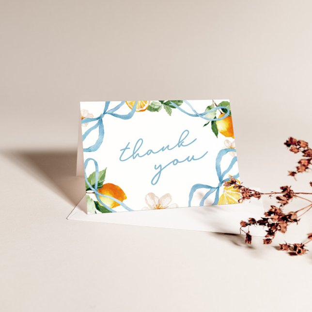 Lemon & Bows Whimsical Boys Baby Shower Tack Kort (Lemon & Bows Boy Baby Shower Thank You Card)