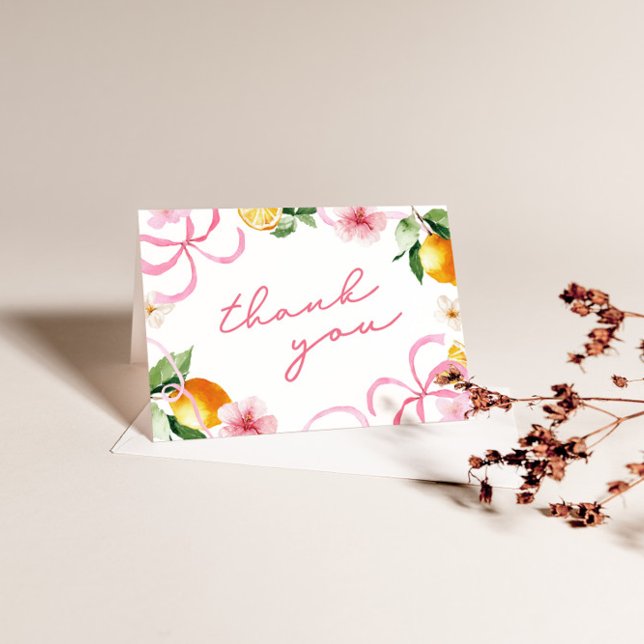 Lemon & Bows Whimsical Girls Baby Shower Tack Kort (Lemon & Bows Girls Baby Shower Thank You Card)