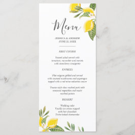 Lemon Bröllop Menu Foliage Elegant Citrus Rustic Meny