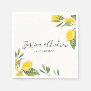 Lemon Bröllop Napkin Botanical Personlig Citrus Pappersservett