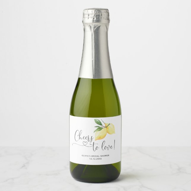 Lemon Bröllopsdusch Gnistrande Vin Etikett (Framsida)