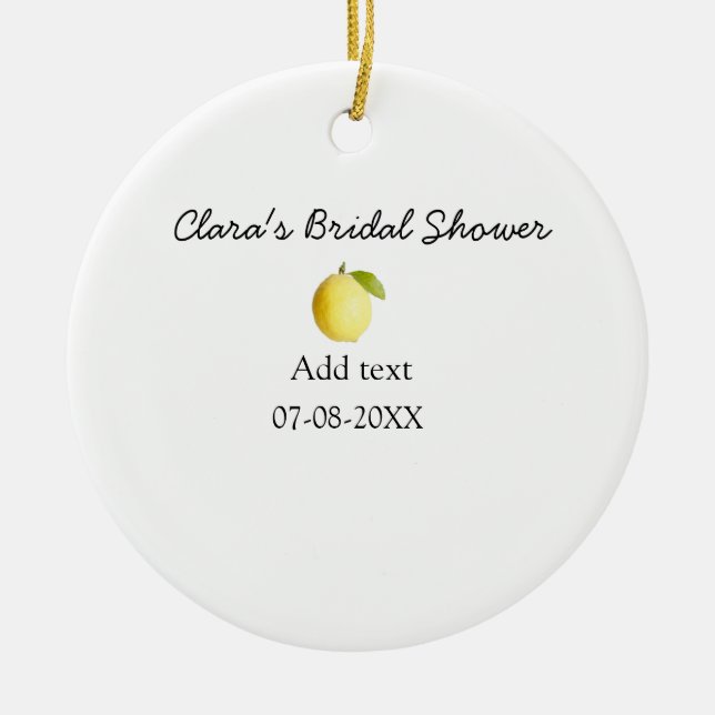 Lemon bröllopsfest modern enkel minimal rusticerad julgransprydnad keramik (Framsidan)