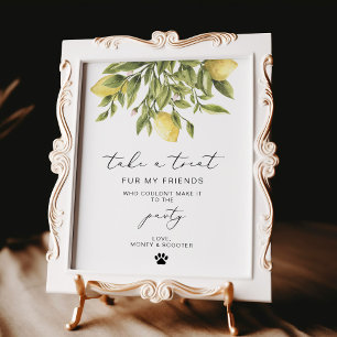 Lemon Calligraphy Hund behandlar Bröllop-tecken Poster