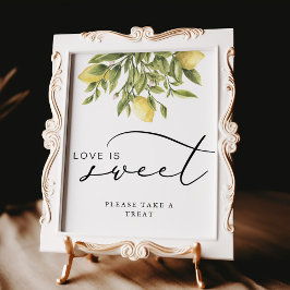 Lemon Calligraphy Kärlek är Sweet Bröllop Sign Poster