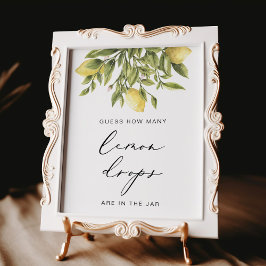 Lemon Calligraphy Möhippa Lemon droppar Sign Poster
