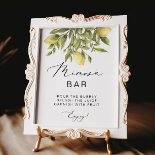Lemon Calligraphy Möhippa Mimosa Pub Sign Poster