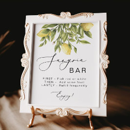 Lemon Calligraphy Möhippa Sangria Pub Sign Poster