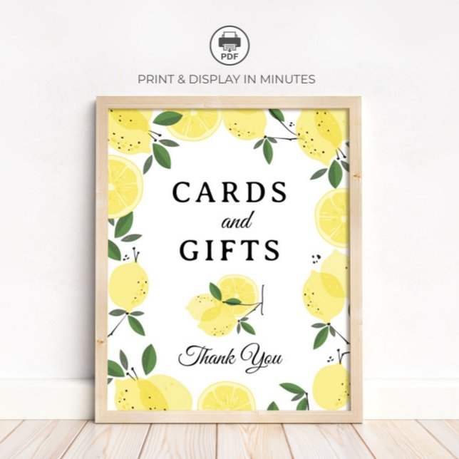 Lemon "Cards and Gifts" Bridal Shower sign Poster (Skapare uppladdad)