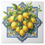 Lemon Ceramic Tile Kakelplatta<br><div class="desc">This ceramic tile is shown with a zesty lemon tile art print.
Large size shown.</div>