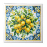 Lemon Ceramic Tile Kakelplatta<br><div class="desc">This ceramic tile is shown with a zesty lemon tile art print.
Small size shown.</div>