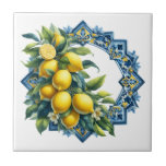 Lemon Ceramic Tile Kakelplatta<br><div class="desc">This ceramic tile is shown with a zesty lemon tile art print.
Small size shown.</div>
