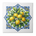 Lemon Ceramic Tile Kakelplatta<br><div class="desc">This ceramic tile is shown with a zesty lemon tile art print.
Small size shown.</div>