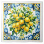 Lemon Ceramic Tile Kakelplatta<br><div class="desc">This ceramic tile is shown with a zesty lemon tile art print.
Large size shown.</div>