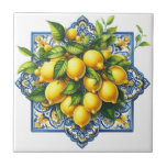 Lemon Ceramic Tile Kakelplatta<br><div class="desc">This ceramic tile is shown with a zesty lemon tile art print.
Small size shown.</div>
