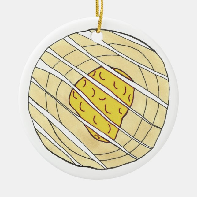 Lemon Cherry Danishes Breakfast Sweet Pastry Julgransprydnad Keramik (Framsidan)