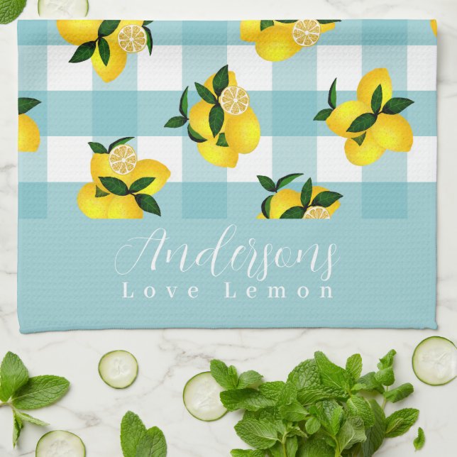 Lemon Chic Blue Gingham Kökshandduk (Vikta)