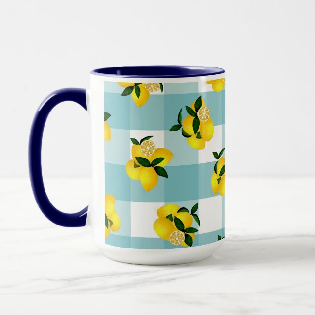 Lemon Chic Blue Gingham Mugg (Vänster)