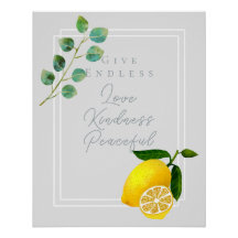 Lemon Chic Grått Glossy Poster