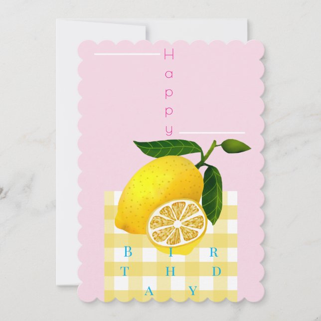 Lemon Chic Grattis på födelsedagen Rosa Julkort (Framsida)