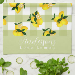 Lemon Chic Grönt Gingham Kökshandduk