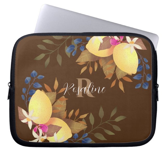 Lemon Chic Monogram Brown Electronics Bag Laptop Fodral (Framsidan)