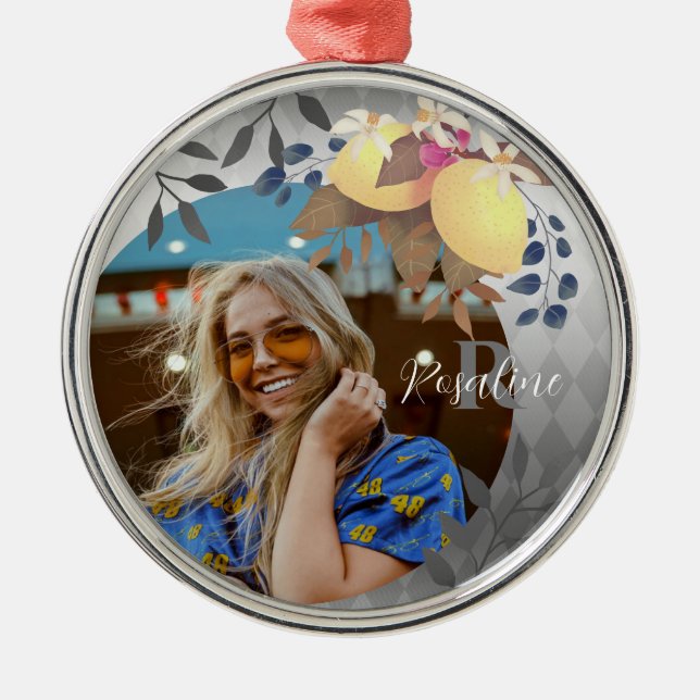 Lemon Chic Monogram Silver Ornament (Framsidan)