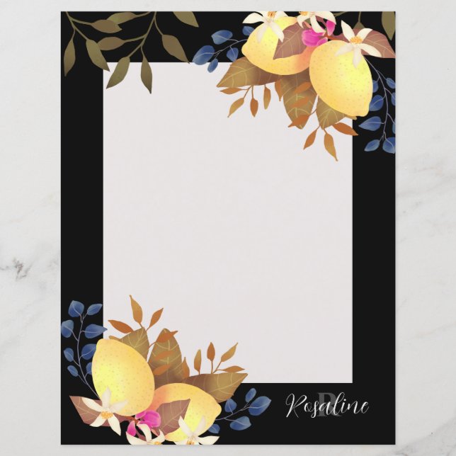 Lemon Chic Monogram Svart Pappersark (Framsida)