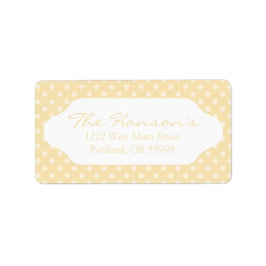 Lemon Chiffon gult polka dots adressetiketters Adressetikett