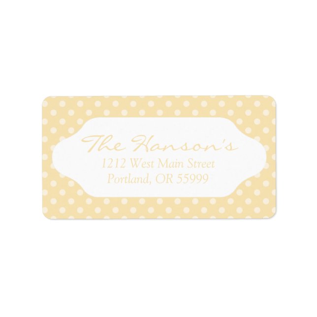 Lemon Chiffon gult polka dots adressetiketters Adressetikett (Framsidan)