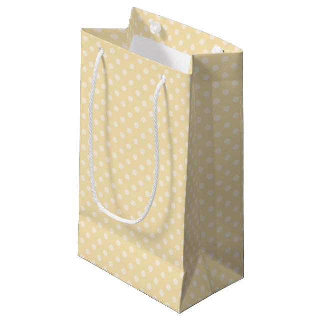 Lemon Chiffon gult polka dots presentsäck (Framsidan Vinklad)