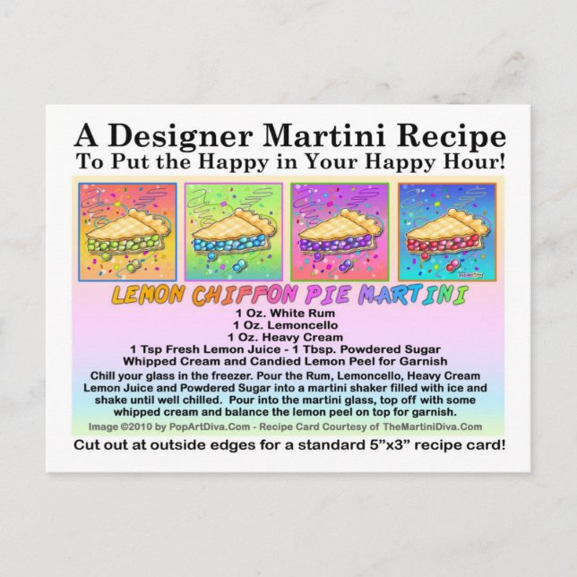 Lemon Chiffon Paj Martini-receptkort Vykort (Framsida)